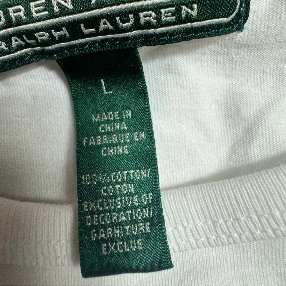 Lauren Active Ralph Lauren Women’s White Short Sleeve Tee with Embossed Design - Picture 10 of 12